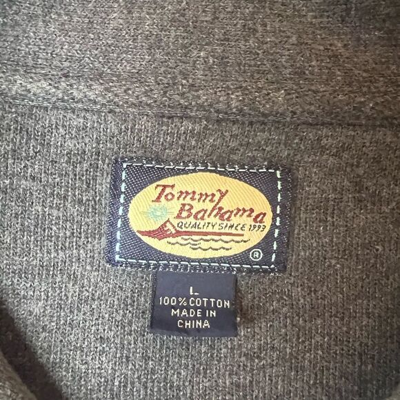 Tommy Bahama Men's Quarter Zip Knit Pullover Sweater Gray Cotton Size Large - Picture 4 of 10